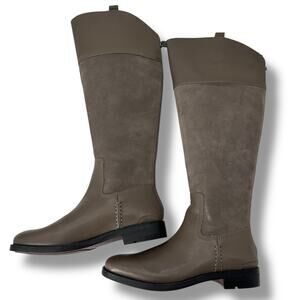 NEW Franco Sarto Gray Suede Knee High Boots Size 8 Leather Riding Equestrian